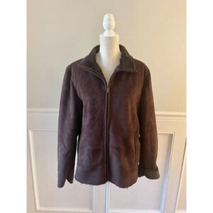 Calvin Klein Brown Vegan Suede Zip Front Coat S